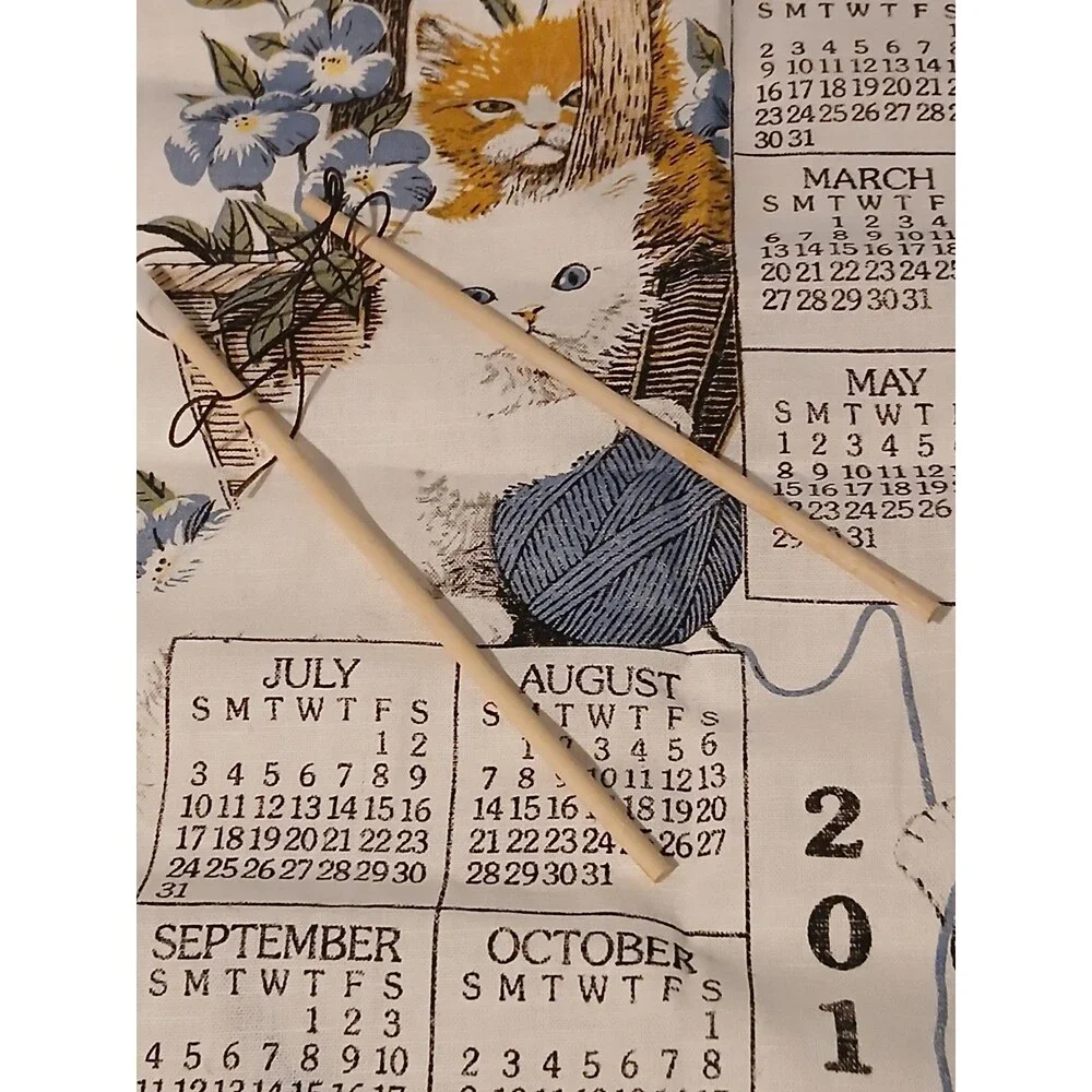 Kay Dee Designs  Cat Curious Kittens 2011 Linen Calendar Towel 16